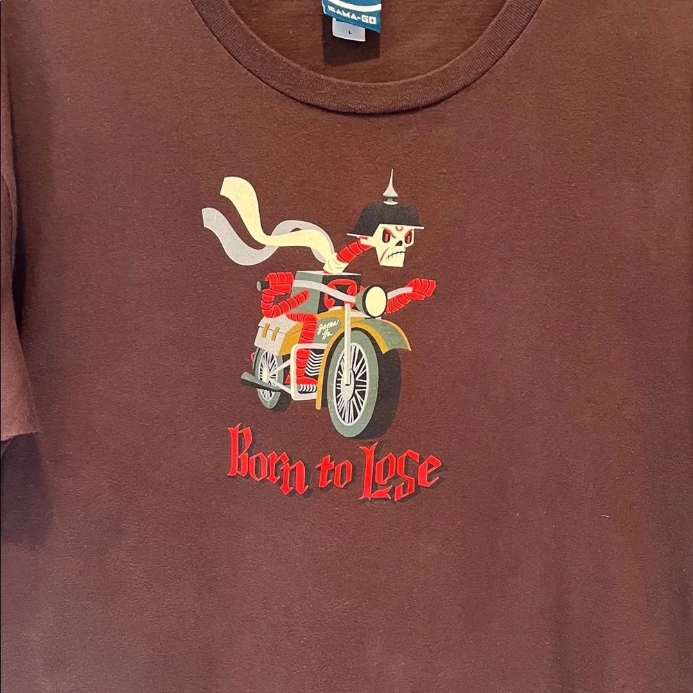 Vintage 2004 Gama-Go “Born to Lose” Skeleton Graphic Tee Y2K Made in USA - Large - Picture 6 of 11